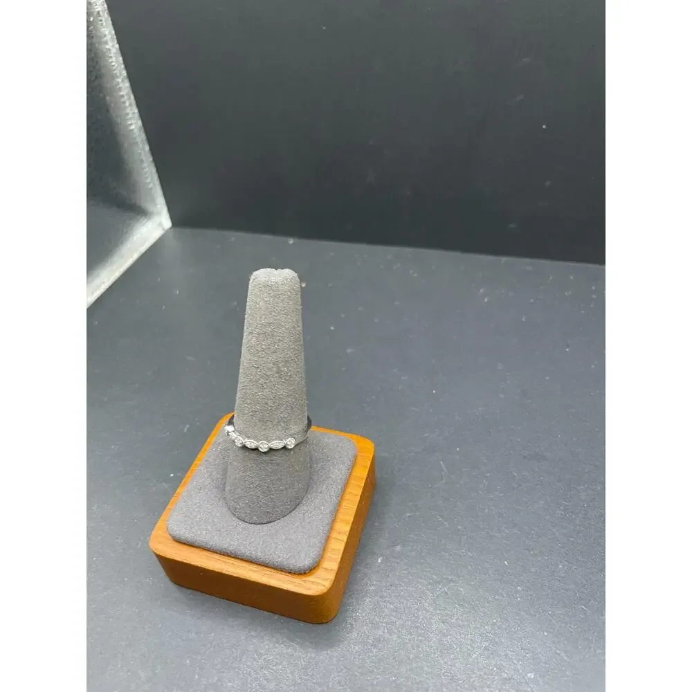 Vtg Silver Tone Oval Marquise Cubic Zirconia Half Eternity Band Ring Size 9.5